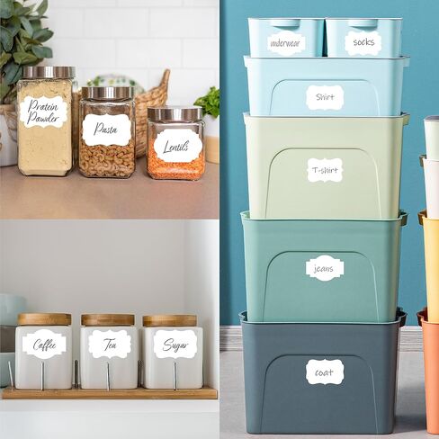 300 PCS White Stickers, 5 Fancy Shapes Labels Blank Stickers Roll White Name Tags with Permanent Adhesive for File Folders, Food Jars, Gift Tags, Home Office Business Uses (2" x 3") in Saudi Arabia