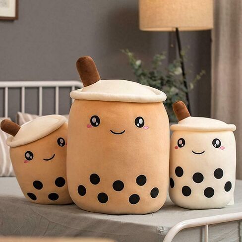 Vhyhcy لطيف محشوة بوبا أفخم فقاعة الشاي الغذاء الحليب كوب بلوشي وسادة، لينة kawaii المعانقة أفخم لعب الهدايا للأطفال (البني، 9.4 بوصة) in Kuwait