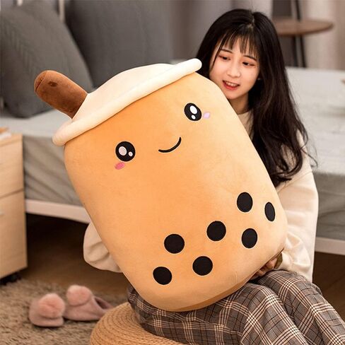 Vhyhcy لطيف محشوة بوبا أفخم فقاعة الشاي الغذاء الحليب كوب بلوشي وسادة، لينة kawaii المعانقة أفخم لعب الهدايا للأطفال (البني، 9.4 بوصة) in Kuwait