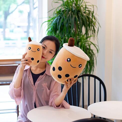 Vhyhcy لطيف محشوة بوبا أفخم فقاعة الشاي الغذاء الحليب كوب بلوشي وسادة، لينة kawaii المعانقة أفخم لعب الهدايا للأطفال (البني، 9.4 بوصة) in Kuwait