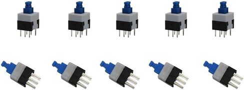 150PCS Self Locking DPDT 6PIN Mirco Square Button Switches Kit(5.8X5.8mm 7X7mm 8X8mm 8.5x8.5mm) with Button Cap in Kuwait