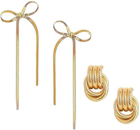 Chunky Dangle Earrings Gold Geometric Earrings for Women Knot Statement Earring Long Link Earrings in Saudi Arabia