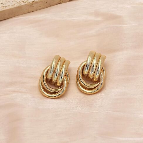 Chunky Dangle Earrings Gold Geometric Earrings for Women Knot Statement Earring Long Link Earrings in Saudi Arabia