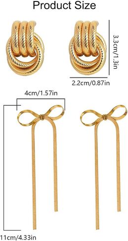 Chunky Dangle Earrings Gold Geometric Earrings for Women Knot Statement Earring Long Link Earrings in Saudi Arabia