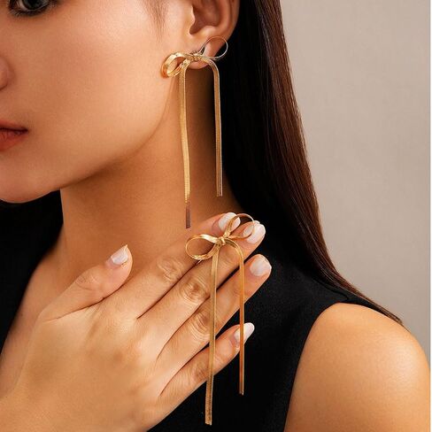 Chunky Dangle Earrings Gold Geometric Earrings for Women Knot Statement Earring Long Link Earrings in Saudi Arabia