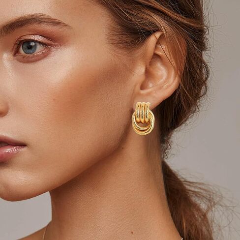 Chunky Dangle Earrings Gold Geometric Earrings for Women Knot Statement Earring Long Link Earrings in Saudi Arabia