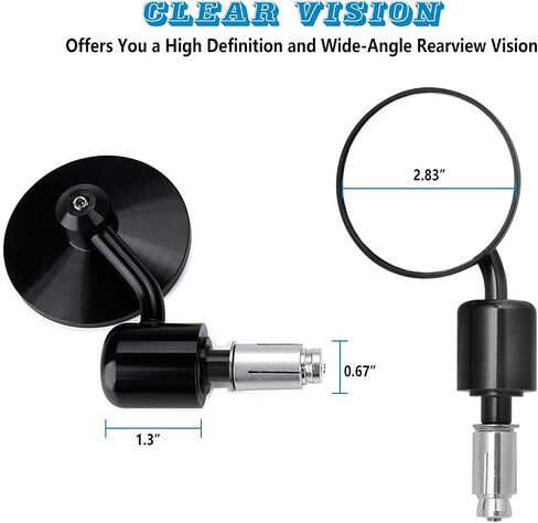 Motorcycle Mirrors - Bar End Mirrors，4.1 Inch Motorcycle Mirrors，Bisherder Universal Handlebar Rear View Mirrors Compatible With Most Honda Grom, Yamaha, Kawasaki, Ducati, Suzuki And More in Saudi Arabia