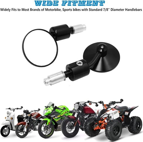 Motorcycle Mirrors - Bar End Mirrors，4.1 Inch Motorcycle Mirrors，Bisherder Universal Handlebar Rear View Mirrors Compatible With Most Honda Grom, Yamaha, Kawasaki, Ducati, Suzuki And More in Saudi Arabia