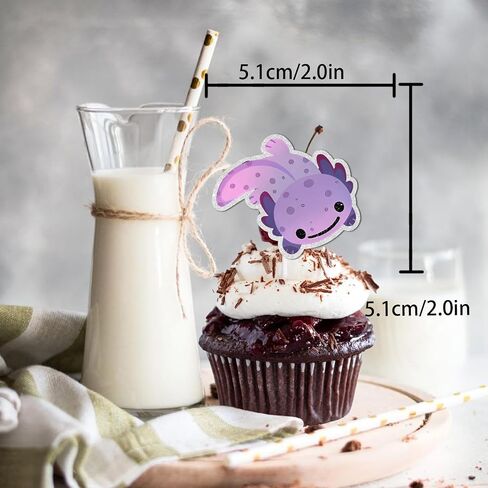 18pcs Glitter Dessert Cupcake Topper Cartoon Animal Cute Axolotl Theme Baby Shower Girls Boys Happy Birthday Party Decor Supplies Decorations in Saudi Arabia