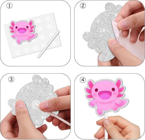 18pcs Glitter Dessert Cupcake Topper Cartoon Animal Cute Axolotl Theme Baby Shower Girls Boys Happy Birthday Party Decor Supplies Decorations in Saudi Arabia