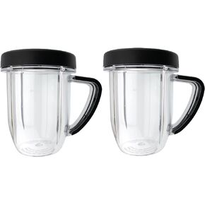 Blendin Replacement 30 Ounce Cup Jar with Handle Mug with Lip Ring Part, Compatible with Nutribullet RX 1700W NB-301, N17-1001, NBM-U0272 Blenders, 2 Pack