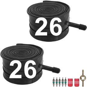 26x2.125/2.40 Inner Tube with 32mm Schrader Valve,Heavy Duty Bicycle Tube for Cruiser Road and Mountain Bike，26x2.125/2.20/2.25/2.30/2.35/2.40 Bike Tube 2 Pcs