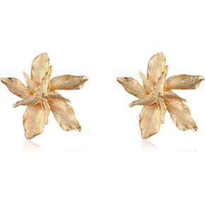 Gold Multi Layer Flower Leaf Statement Earrings, Exaggerated Geometric Boho Metal Drop Earrings, Irregular Beach Jewelry Gifts for Women Teen Girls
