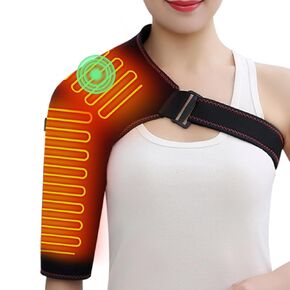 Heated Shoulder Brace with Massager Portable Electric Heating Pad for Shoulder Pain and Upper Arm Muscle Massage Heated Wrap for Shoulder Left