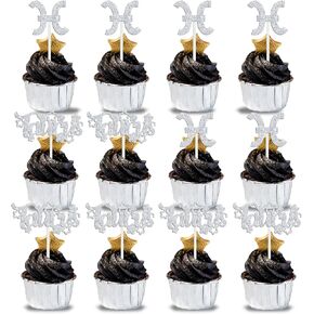 12Pcs Taurus Cupcake Topper, Big Taurus Energy/Taurus Season, 12 Constellation April/May Birthday Cupcake Decoration, Horoscope Astrology Birthday Party Supplies, Silver Glitter