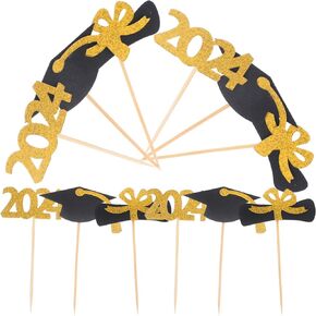 MAGICLULU 12pcs Graduation Hat Cake Toppers 2024 Graduation Cap Cake Insert Graduation Cupcake Decoration Graduation Cake Topper for Graduation Party in Saudi Arabia