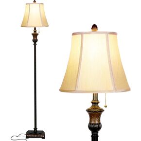 Brightech Sophia LED Floor Lamp, Tall Lamp with Bell Shape Fabric Shade, Mid Century Modern Lamp for Bedroom, Mid-Century Lamp for Living Rooms & Offices, Great Living Room Decor - Bronze