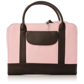 Bible Study Organizer for Women, Bible Bag, Zippered, Shoulder Strap, Detatchable Bible Case, Nylon, Leather Look Accents, Pink, Large