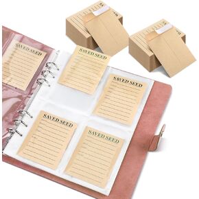Seed Storage Organizer 35 Sheets with 140 Seed Envelopes, Resealable Garden Seed Pocket Bags Sealing Seed Packet Seed Saving Binder Vegetable Seed Collecting Template gift for Christmas Xmas holiday