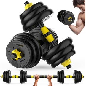 Adjustable Dumbbell Set, 44/66 lb Free Weight Dumbbell Barbell Set with Connectors, Converts to Barbell, for Home Gym Exercise, Women's and Men's Fitness Gear
