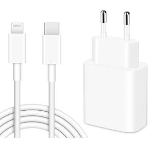 European Travel Plug Adapter, 20W iPhone Fast Charger USB C Wall Charger Block Plug with 10FT Charging Cable for iPhone 14/13/12/11 Pro Max/XS/XR/X/8, iPad, Europe EU Power Plug Type C Adaptor Charger