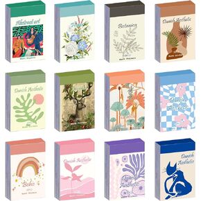 12 Sets 600 Sheets Washi Stickers for Journaling, Boho Stickers Abstract Aesthetic Stickers Vintage Aesthetic Scrapbook Sticker Set for Bullet Journal Art Diary Card Craft Gifts Planner Notebook