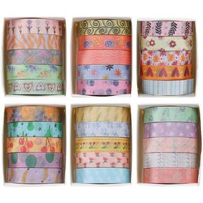 YUBX Basic Washi Tape Set 30 Rolls Cute Patterns Decorative Skinny Slim Masking Tapes for Arts, DIY Crafts, Journals, Planners, Scrapbook, Wrapping (Sweety Two)