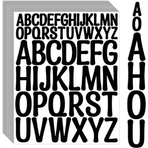 Bemeol Letter Stickers 30 Sheets Self Adhesive Vinyl Stick on Letters Capital Alphabet Sticker Letter for Bulletin Boards Classroom Home Business Decor(Black,1Inch,2Inch)