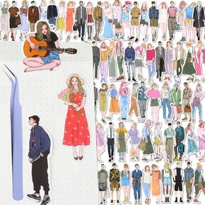 150Pcs People Stickers for Journaling Supplies, Scrapbooking Junk Journal Kit for Girls & Men, Scrapbook Stickers Bullet Adults Friends Scrap Booking Supplys Clearance Embellishments Paper Pack