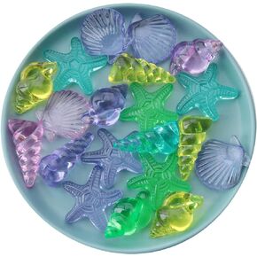 100 Gram Acrylic Seashells Conch Plastic Various Random Color Starfish 4 Styles Simulation Ocean Animals for Home Party Decoration Crafting Beach Theme Parties Décor