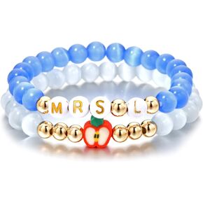 Personalized Teacher Appreciation Gifts 2PCS Beaded Bracelets Sets for Women, Thank You Teacher Graduation Gifts