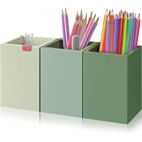 3 Pcs Sage Green Pencil Holders Sage Green Desk Accessories Pen Pencil Cup Holder Desk Stationery Organizer Green Office Supplies for Home School Office Decor