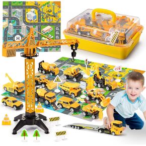 Easter Basket Stuffers Toys for 3-8 Year Old Boys Girls, Alloy Cars Construction Toys, Alloy Construction Engineering Vehicle Toy Sets, Toys for Ages 3-8