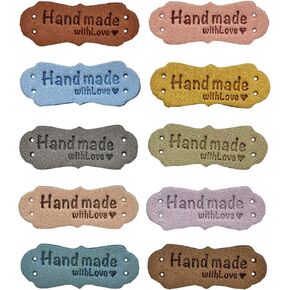 PU Leather Label Clothing Hand Made Embossed Tag Embellishment Knit DIY Accessories for Jeans Bags Shoes Hat –50PCS 1.5x4.2cm