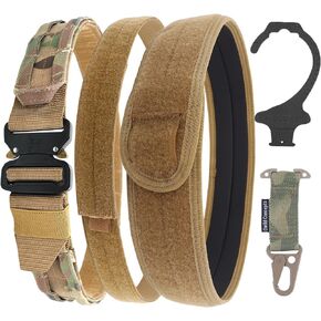 Tactical Battle Belt, 5-in-1 Quick Release Rigger Battle Belt 1.75'' MOLLE Belt Heavy Duty Belt with Anti-Slip Pad, Belt Hanger, Gloves Hook