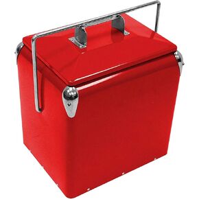 Creative Outdoor Stainless Steel Camping Cooler with Bottle Opener - Vintage Cooler for Beach, Camping, Tailgating, Sports, & More (Red)
