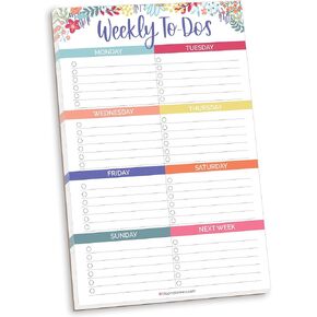 bloom daily planners Undated Weekly Tear-Off To Do List Planning Pad with Magnets - Hanging Notepad Organizer for Fridge - 6" x 9" - Floral Dots