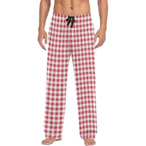 Grey Checkered Gingham Men's Pajama Pants Sleepwear Lounge Pajama Bottoms