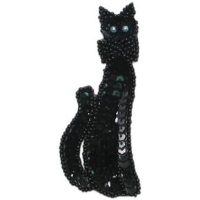 Expo International Cat with Bow Sequin Patches/Appliques, Black