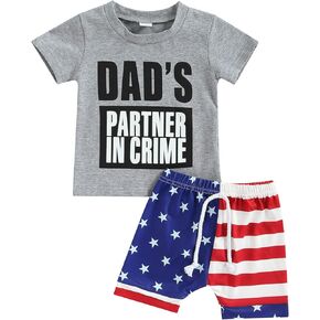 4th of july Baby Boy Outfit America Flag Print Shorts+Pullover Shirt 2Pcs Baby Boy Summer Clothes
