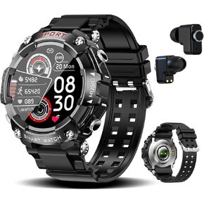 Smart Watch with Wireless Earbud, 316L Titanium Steel Dial with Sport Band, 1.52" Fitness Activity Tracker, 100+ Sport Modes, Smartwatch for iOS and Android