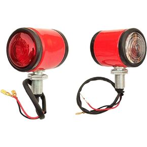 2x Side Indicator Lamp Flasher Light Corner Lamp Red Butler Style Assembly with 12v Bulbs Suitable for Massey Ferguson Case IHC Nuffield Tractors