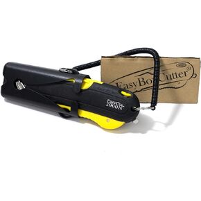 Modern Box Cutter, extra tape cutter at back, dual side edge guide, 3 blade depth setting, 2 blades and holster - Yellow Color 2000 STD