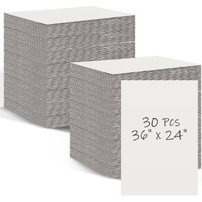 Qilery 30 Pcs Corrugated Cardboard Sheets Bulk 36" x 24" Large Cardboard Poster Board, 3mm White Corrugated Cardboard for Protecting Packing Mailing Shipping Picture Photo Backing Products