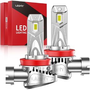 مصابيح LED LASFIT H11، مصابيح ضباب LED أكثر سطوعًا بنسبة 400% H8/H16/H9 مع مروحة، 1:1 قابس صغير الحجم N Play IP67 بديل هالوجين مقاوم للماء، حزمة من 2 in Kuwait