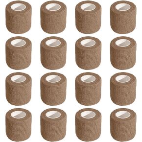 MED PRIDE Self Adhesive 2''x 5 Bandage Wrap (16 Rolls) - Athletic Flex Tape First Aid - Self Adhering Knee Ankle Wrist Bandage Wraps - Cohesive Elastic Flexible Breathable - Tan Color