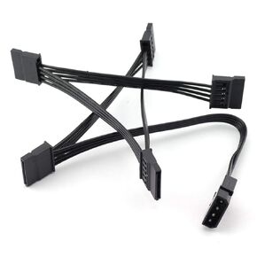 IDE to SATA Power Cable IDE Large 4 Pin to PC Server Hard Drive 15 Pin SATA Power Supply Adapter Converter Cable Cord 18AWG Wire SATA Extension Cable 1 to 5 Splitter Black