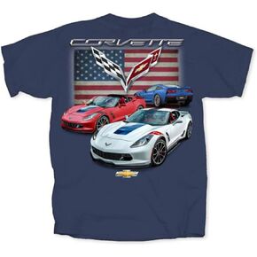 Joe Blow T's C7 Grand Sport Corvettes With Flag T-Shirt Dusk