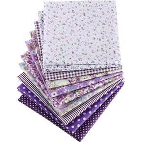 10 Pieces 20 x 20 Inch Quilting Patchwork Fabric Floral Patchwork Cotton Purple Fabric DIY Handmade Sewing Quilting Fabric in Different Designs for DIY Crafts Projects Supplies