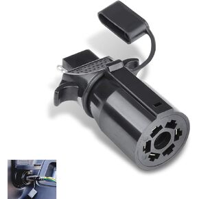 1 PC Car Adapter Plug, 3.58" x 1.88" Seven-Way to Four-Way Flat Connect Adapter, Multifunctional Waterproof Dustproof Wiring Modification Accessory, for Most RVs, Trucks and Trailers (Black)
